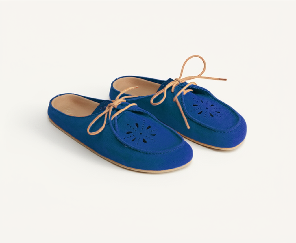 Blue Suede Leather Opale Mule