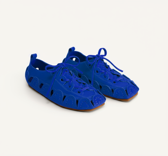 Blue Suede Leather Amigo Lace-Up Sneakers