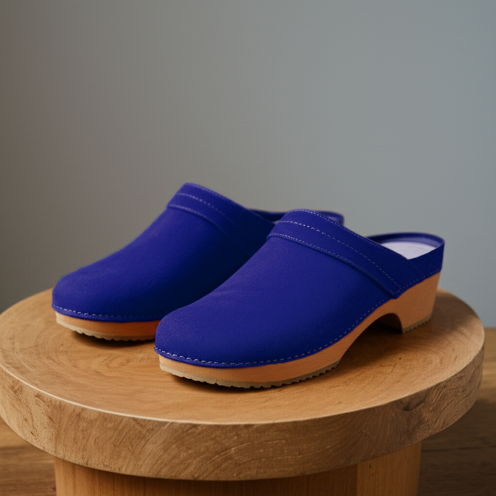 Blue Suede Leather Celeste Calm Mule Loafers - Summer 2024 Collection