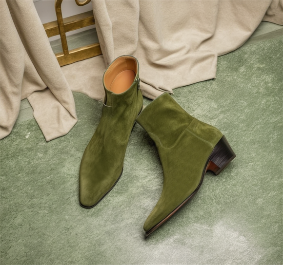 Green suede boots mens best sale