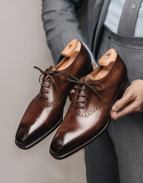 Brown Leather Kratio Brogue Oxfords Formal Shoes