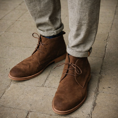 Brown Suede Sahara Step Chukka Desert Boots with Leather Sole
