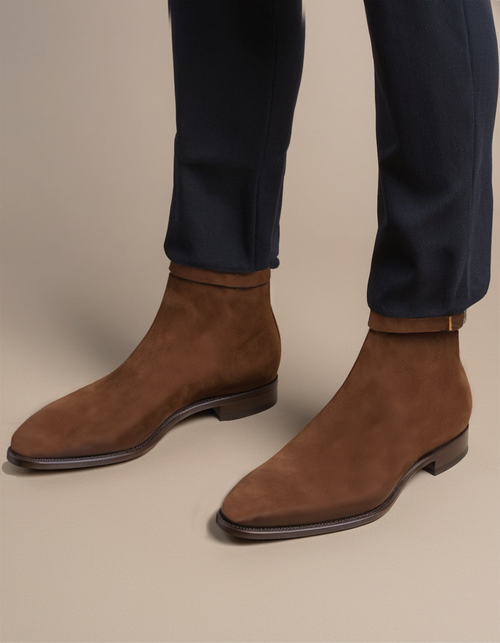 Brown Suede Leather Cracio Slip On Jodhpur Boots