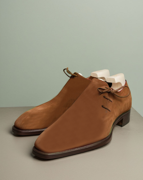 Brown Suede Leather Camria Whole Cut Oxfords - Formal Shoes