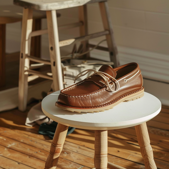 Brown Michele Boat Shoes with Tan Sole