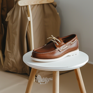 Brown Pasquale Boat Shoes with White Sole