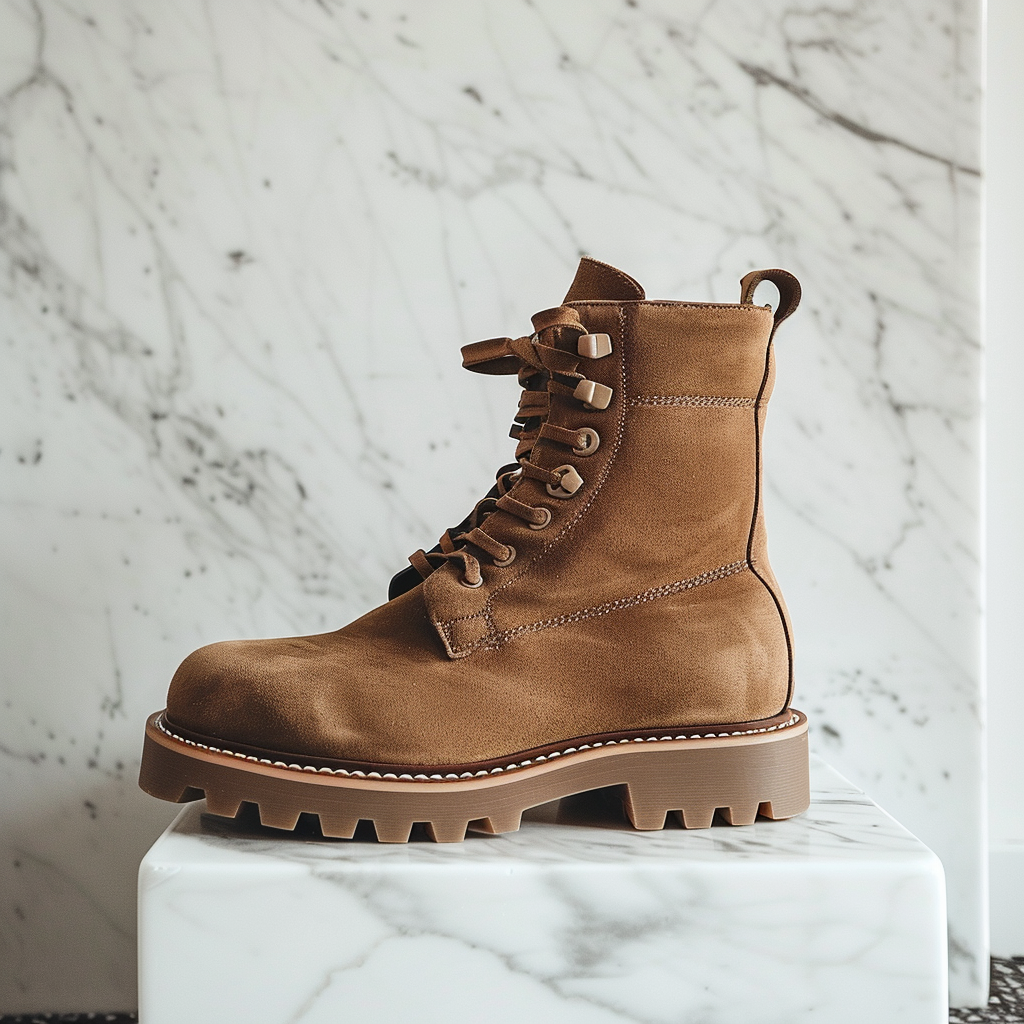 Brown Suede Leather Alessandro Combat Boot