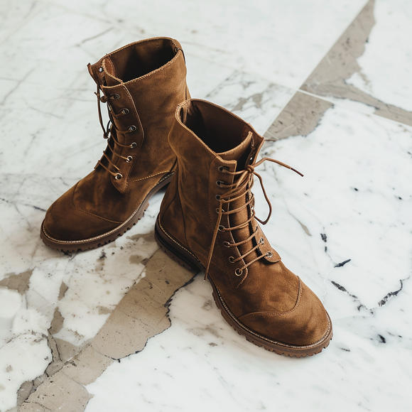 Brown Nubuck Leather Alessio Combat Boot