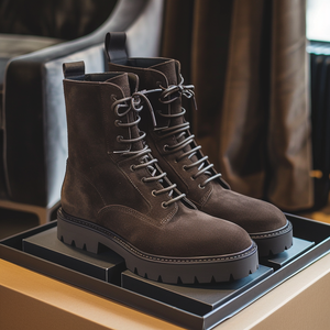 Brown Nubuck Leather Bartolomeo Combat Boot