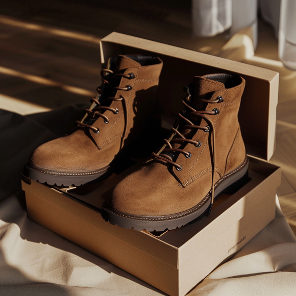 Brown Nubuck Leather Benedetto Combat Boot