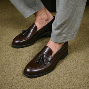 Brown Leather Belize Chunky Tassel Loafers - With Track Soles - AW24