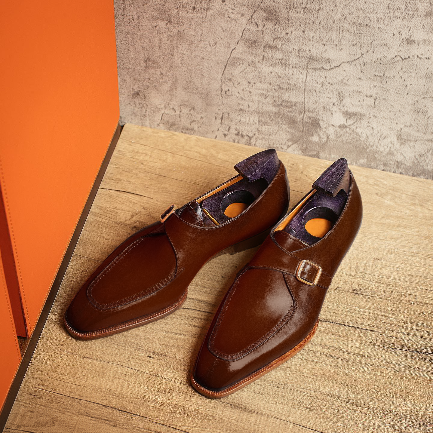 Brown Leather Algarve Single Monk Straps - AW24