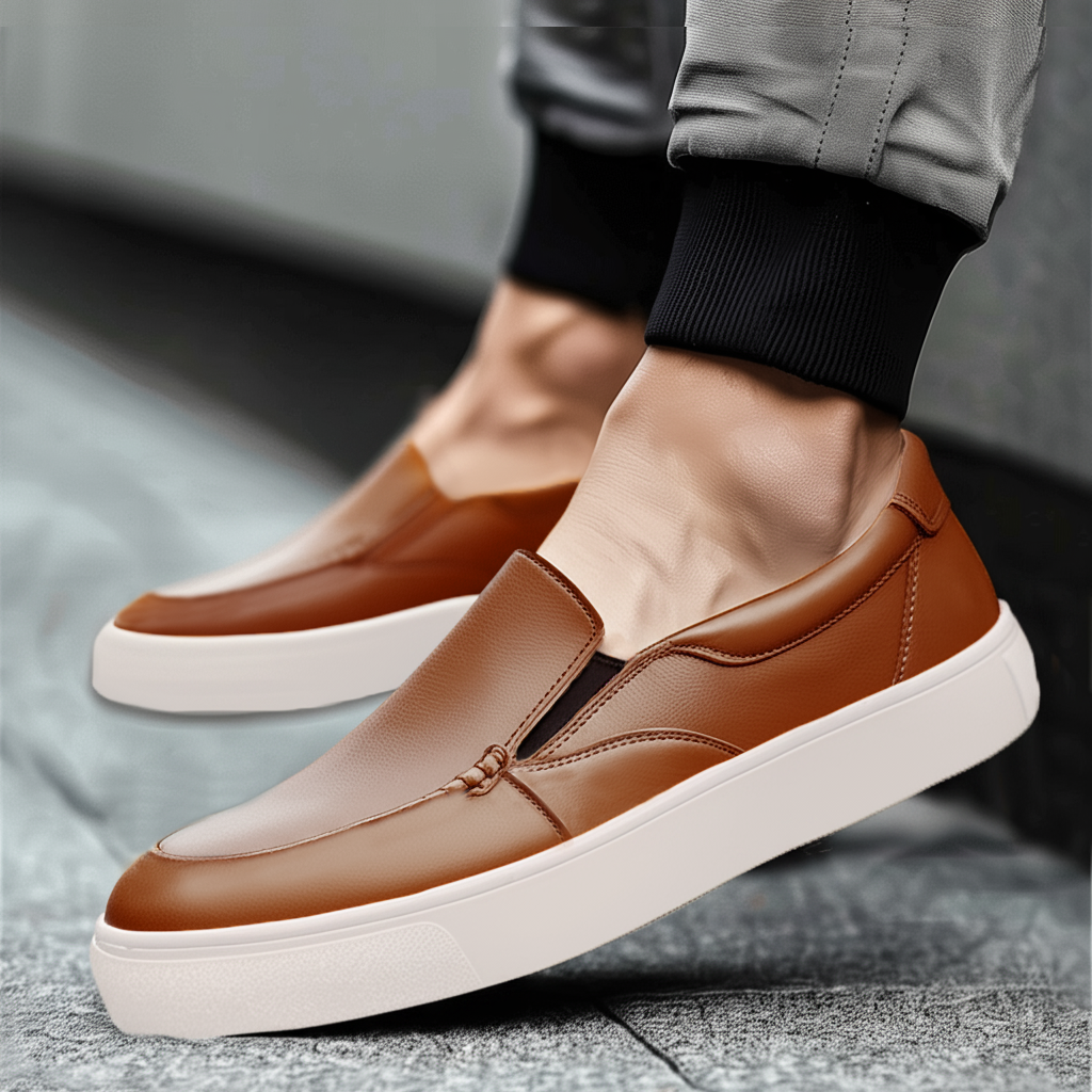 Brown Leather Wheat Whisper Slip On Sneakers  - Summer 2024 Collection