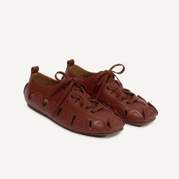 Brown Leather Amigo Lace-Up Sneakers