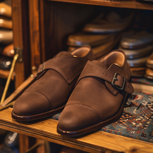 Brown Nubuck Leather Oreste Monk Straps