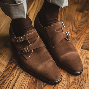 Brown Nubuck Leather Orlando Monk Straps