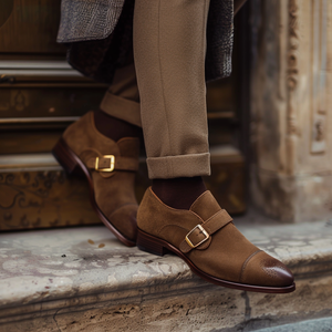 Brown Nubuck Leather Paolo Monk Straps