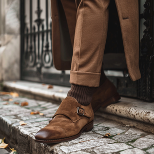 Brown Nubuck Leather Pasquale Monk Straps