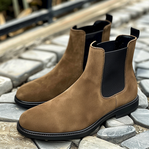 Brown Nubuck Leather Basilio Chelsea Boot