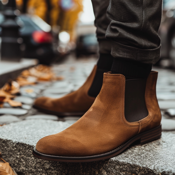 Brown Nubuck Leather Anacleto Chelsea Boot