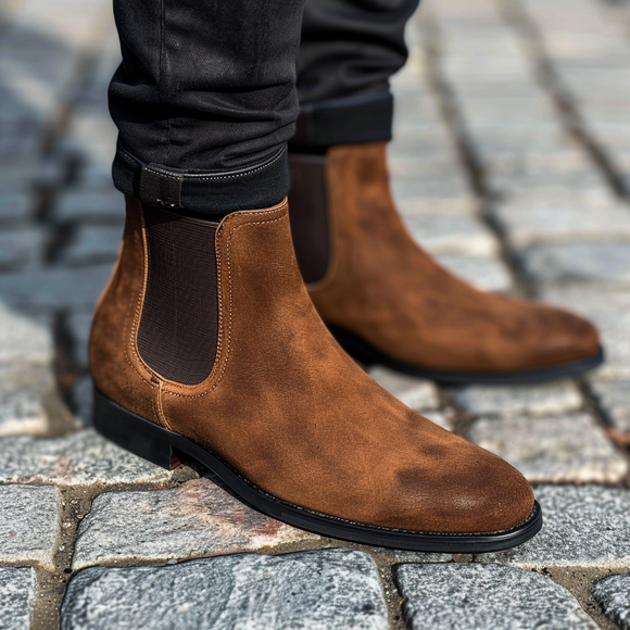 Brown Nubuck Leather Angelo Chelsea Boot