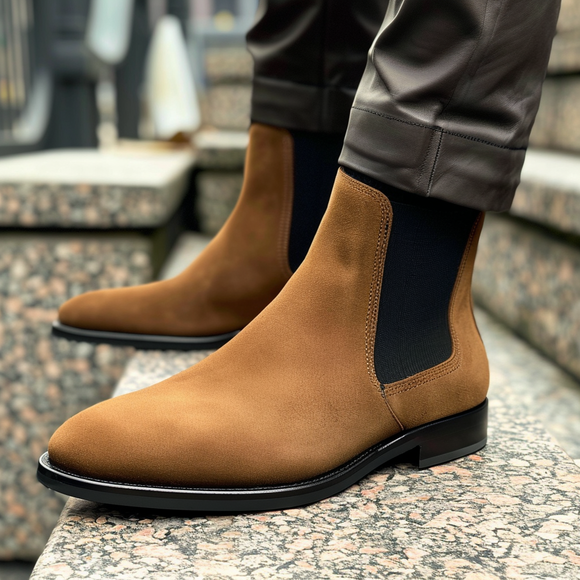 Brown Nubuck Leather Annibale Chelsea Boot