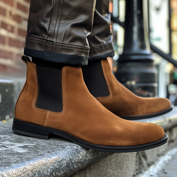 Brown Nubuck Leather Apollonio Chelsea Boot