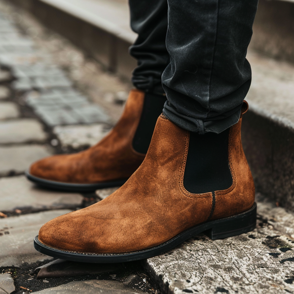 Brown Nubuck Leather Ascanio Chelsea Boot