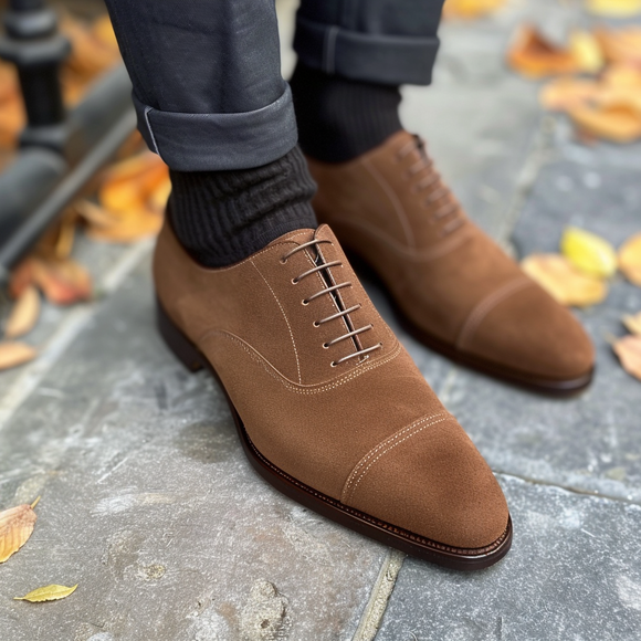 Brown Nubuck Leather Clemente Oxfords