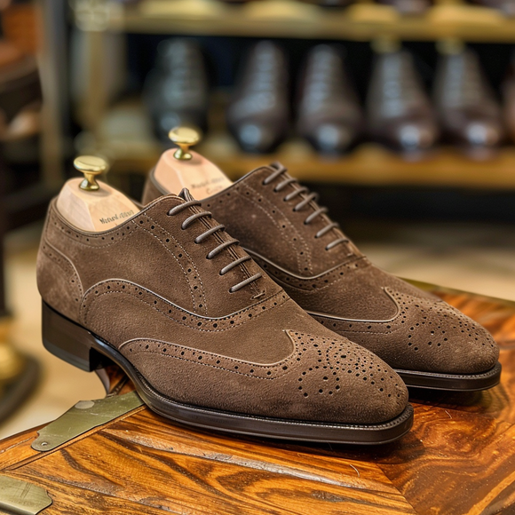 Brown Nubuck Leather Benigno Oxfords