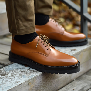 Brown Leather Catullo With Thick Sole Oxford Shoe