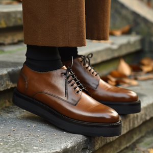 Brown Leather Cassio With Thick Sole Oxford Shoe