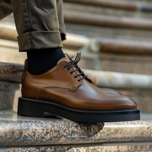 Brown Leather Catone With Thick Sole Oxford Shoe