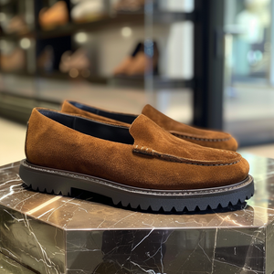 Brown Suede Leather Genzio With Thick Sole Loafers