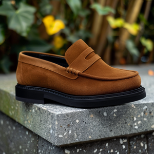 Brown Suede Leather Genzo With Thick Sole Loafers