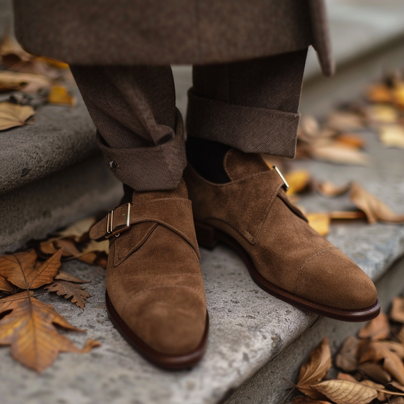 Brown Suede Tobia Monk Straps