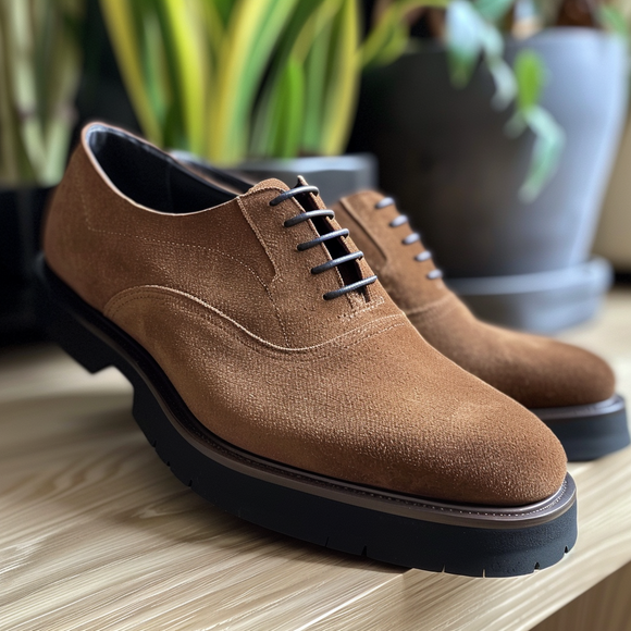 Brown Suede Leather Ildefonso With Thick Sole Oxford