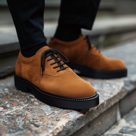 Brown Suede Leather Imerio With Thick Sole Oxford