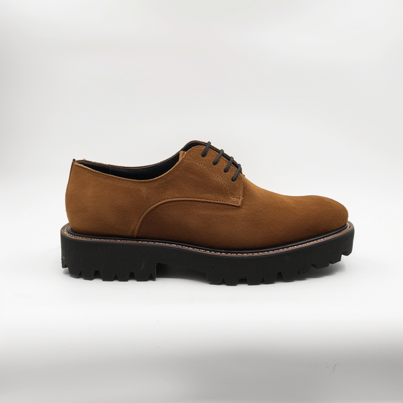 Brown Suede Leather Immacolato With Thick Sole Oxford