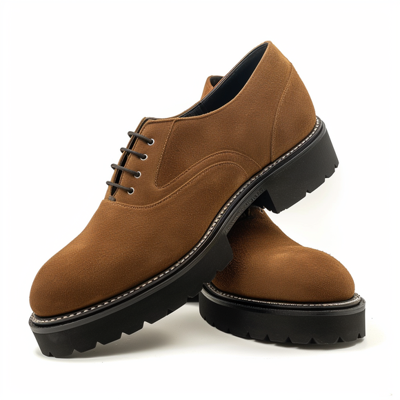 Brown Suede Leather Ippazio With Thick Sole Oxford