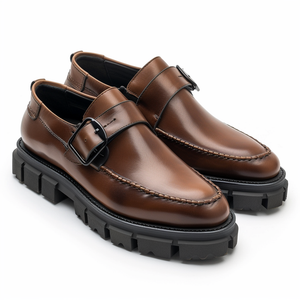 Brown Leather Benvenuto With Thick Sole Loafers