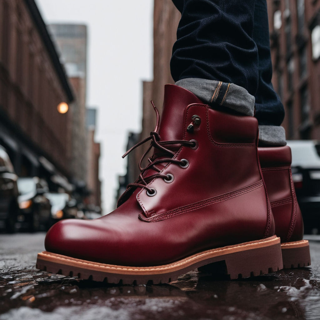 Burgundy Leather Appoggio Ankle Rugged Lace Up Combat Hiking Boots wit ...