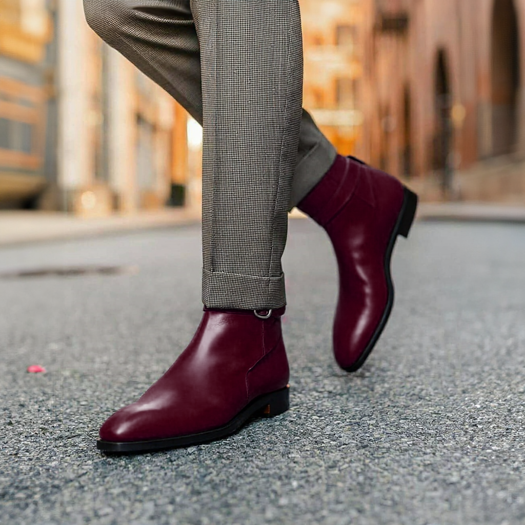 Burgundy Leather Amarante Slip On Jodhpur Boots