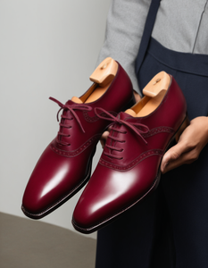 Burgundy Leather Kratio Brogue Oxfords - Formal Shoes