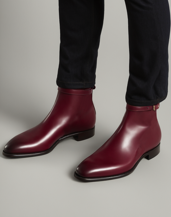 Burgundy Leather Cracio Slip On Jodhpur Boots