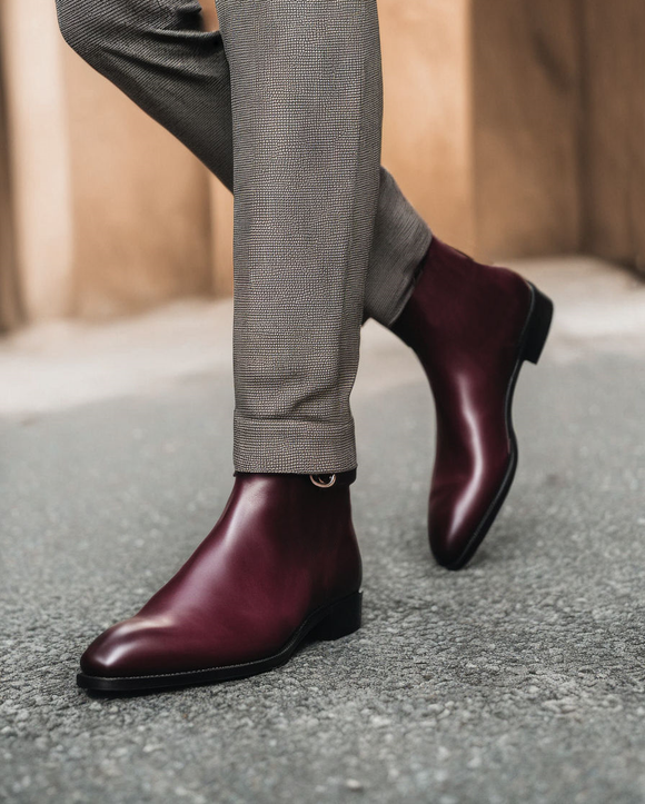 Burgundy Leather Amarante Slip On Jodhpur Boots