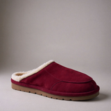 Burgundy Suede Leather Eliana Fur Lined Slippers