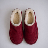 Burgundy Suede Leather Eliana Fur Lined Slippers