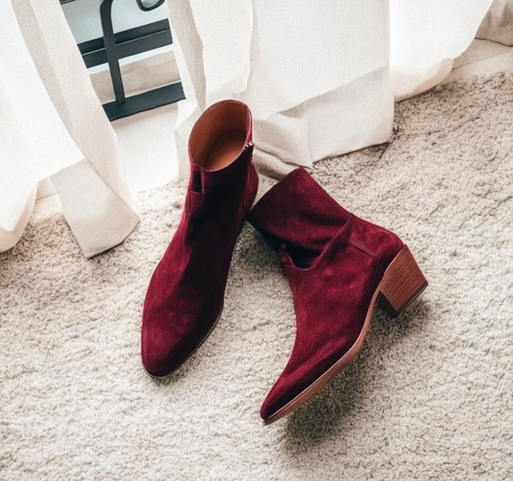 Burgundy pointed boots hotsell