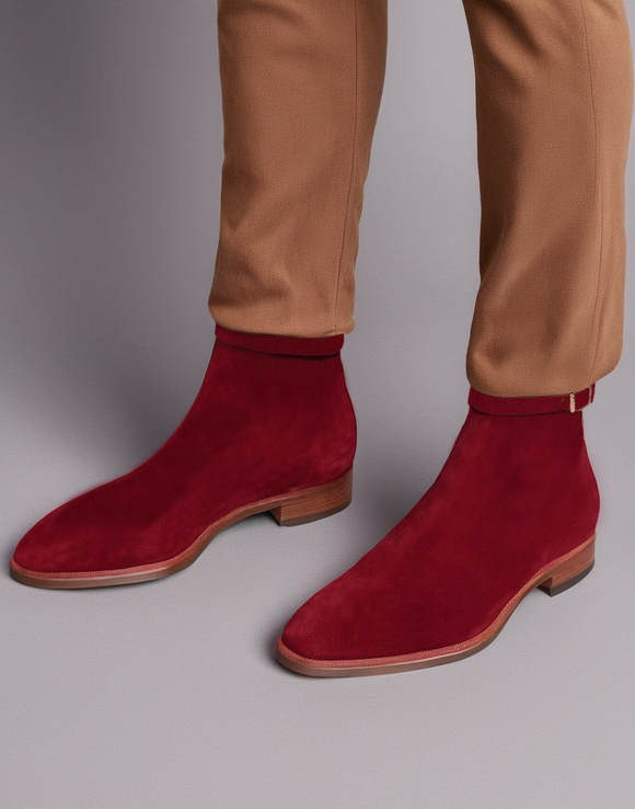 Burgundy Leather Cracio Slip On Jodhpur Boots